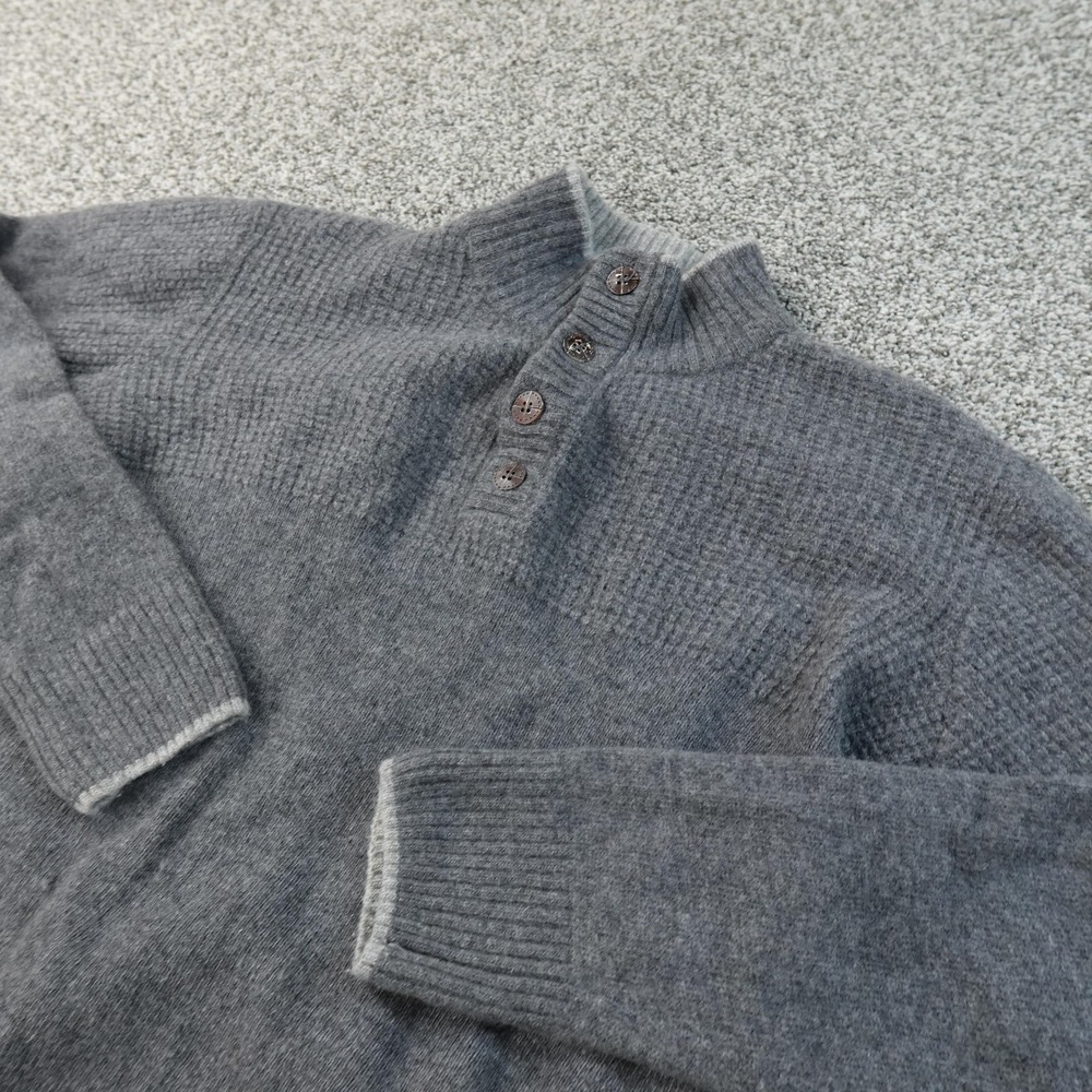 Daniele Blasi Sweater Mens L Gray Wool Henley Waffle Knit Thermal Pullover Italy